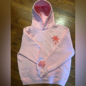 Pink Hoodie with Red Floral Design
